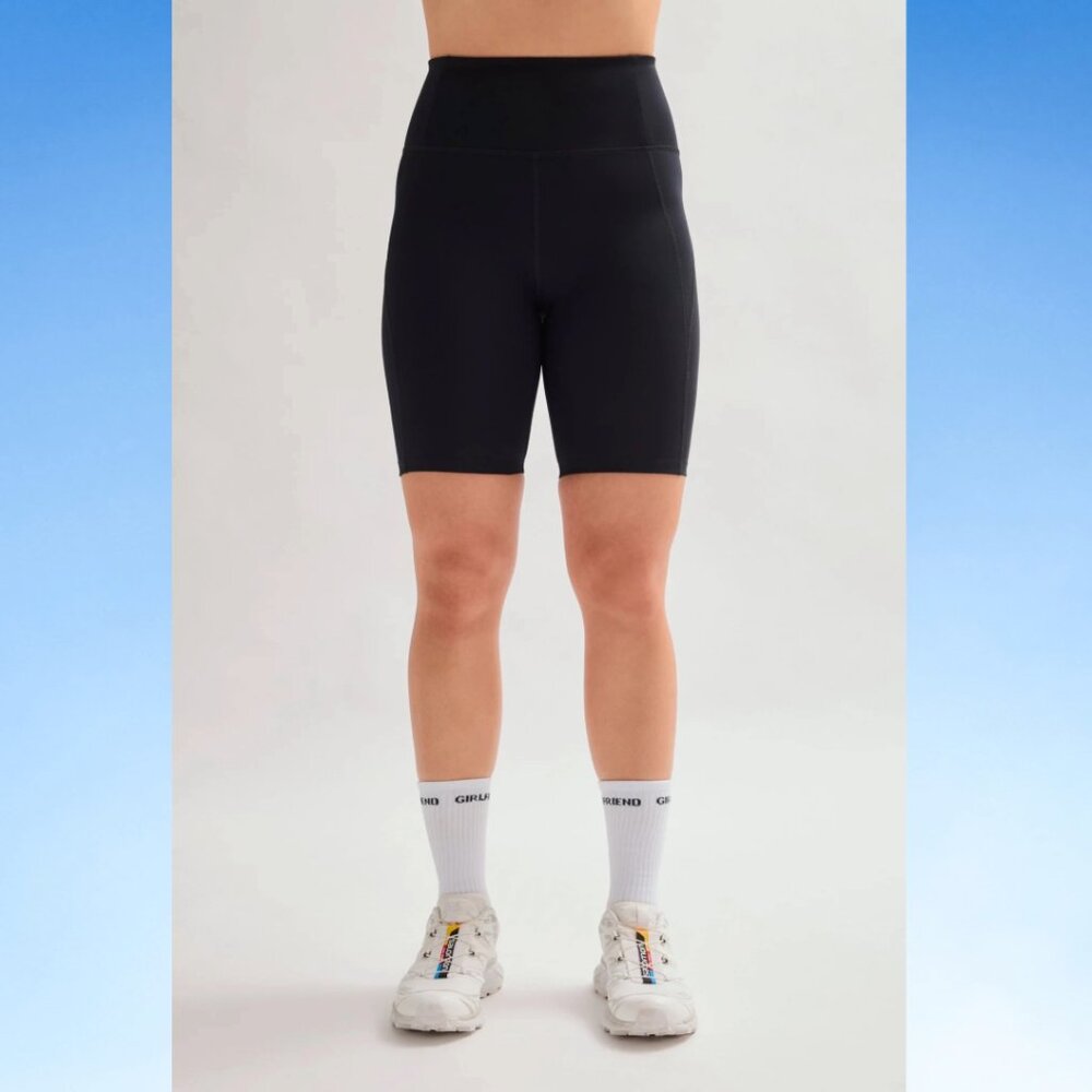 Girlfriend Collective Black High-Rise Bike Short, Sz S